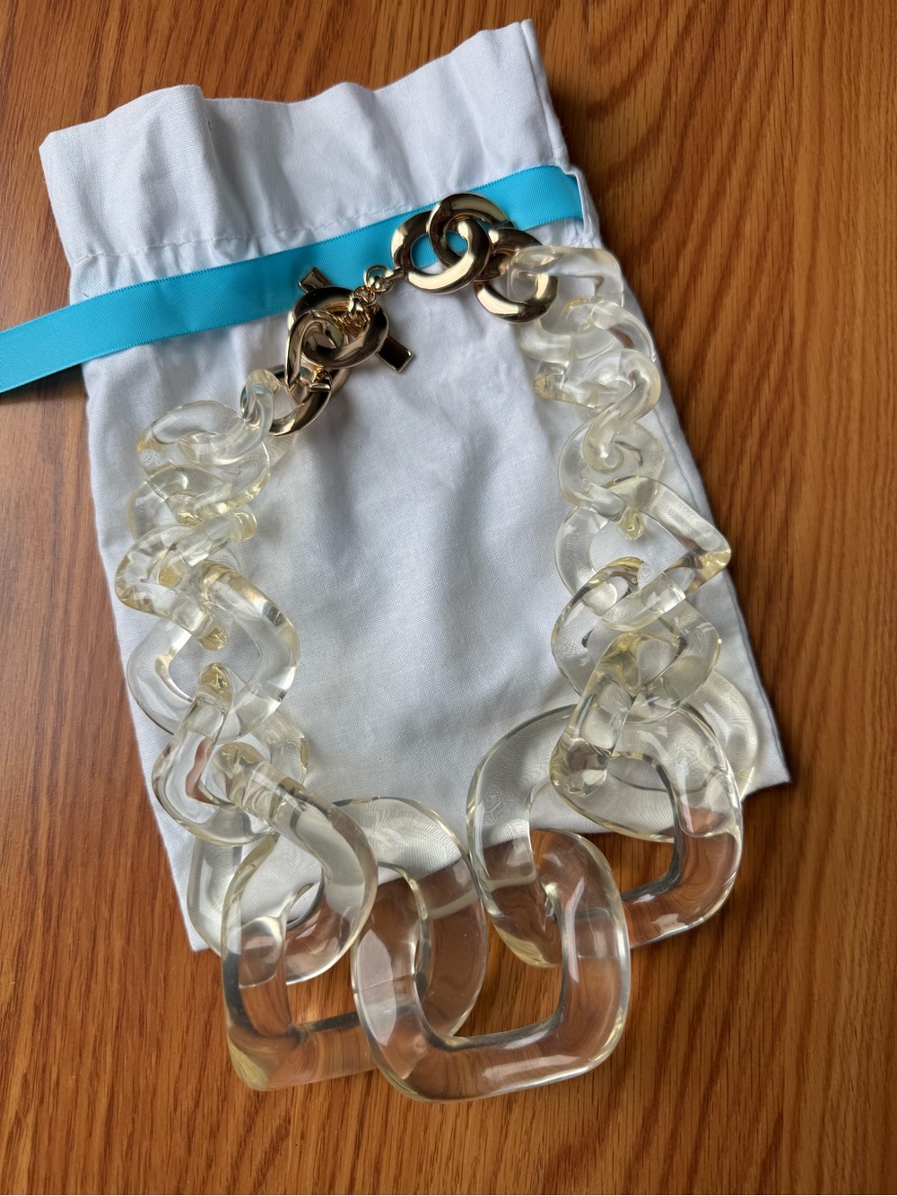 Chunky Clear Acrylic Link Statement Necklace